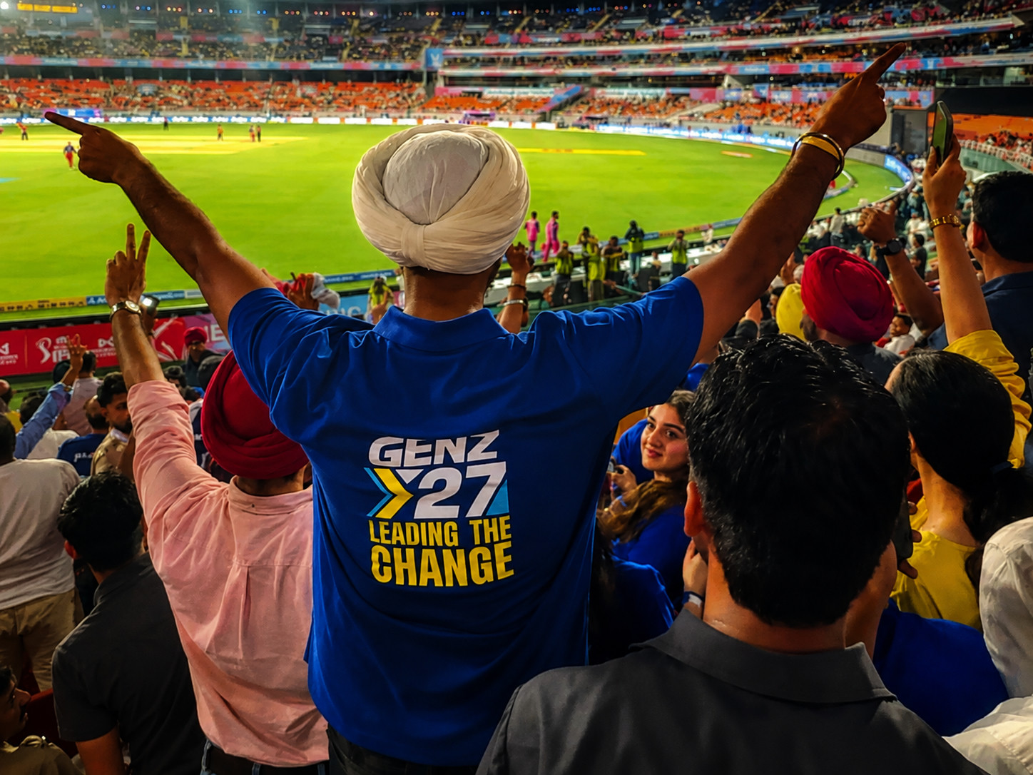 Agency moments — cheering on the GenZ'27 campaign at a cricket stadium