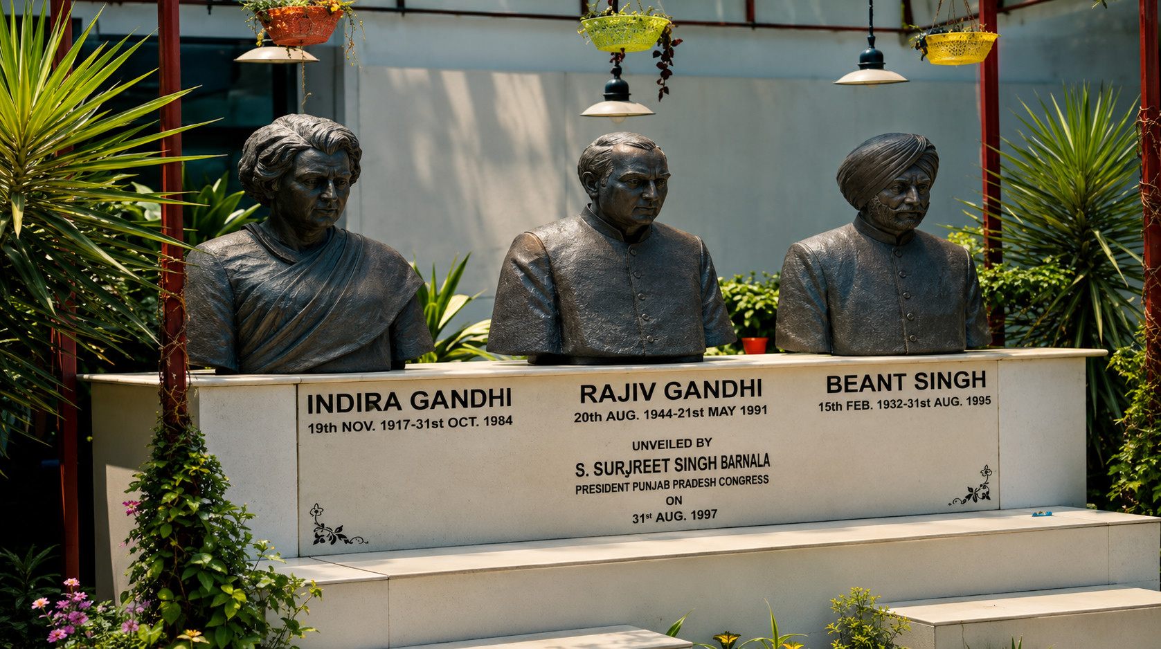 Bronze busts of Indira Gandhi, Rajiv Gandhi and Beant Singh